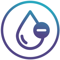 A gradient outline of a droplet with a horizontal line through a small circle attached to its right side, enclosed in a circular border. The gradient shifts from blue to purple, creating a vibrant effect.