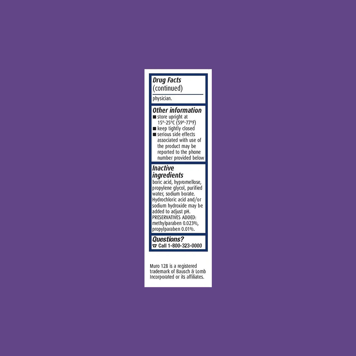 Muro 128 Sodium Chloride Hypertonicity Eye Drops 5%, Ophthalmic Solution, 0.5 fl oz (15 mL)