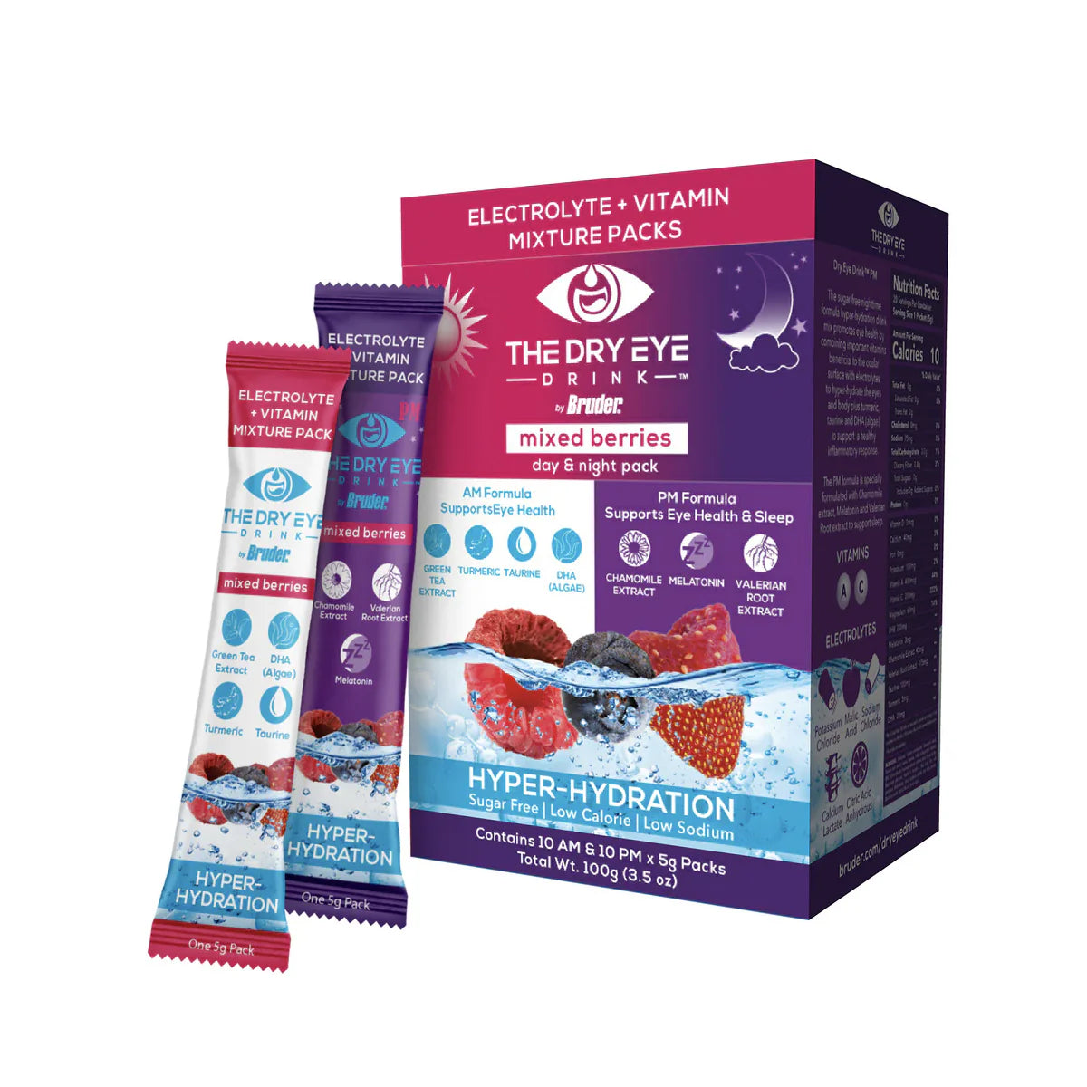 Dry Eye Drink™ Complete Set – Daytime & PM Hydration for Dry Eyes (20 Packets) 10 each