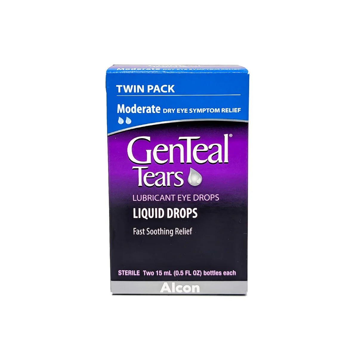 GenTeal Tears Moderate Liquid Drops Lubricant Eye Drops, Two 15 mL (0.5 FL OZ) Bottles
