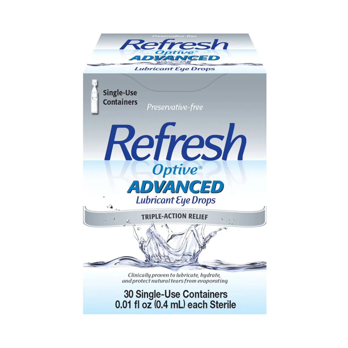 Refresh Optive Advanced Preservative-Free Lubricant Eye Drops (30 Single-Use Vials)