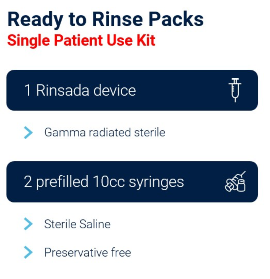 Rinsada - Irrigating Eyelid Retractor (1 Rinsada + 2 Saline Syringes)