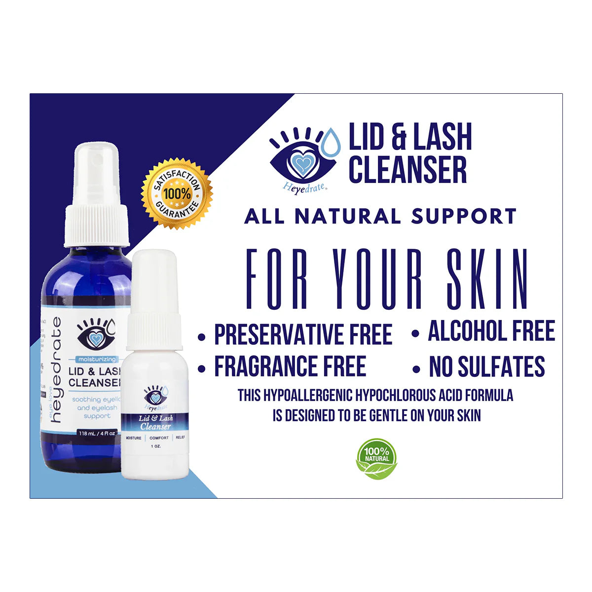 Heyedrate Lid & Lash Cleanser (2oz Bottle, 2 Month Supply)