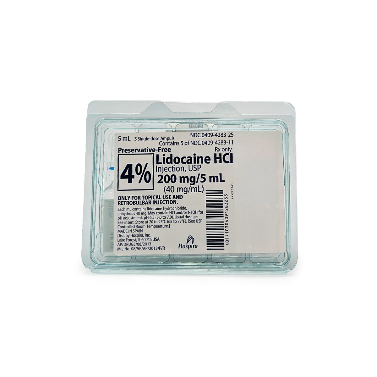 Lidocaine 4% Injection 5mL - 5/Pack