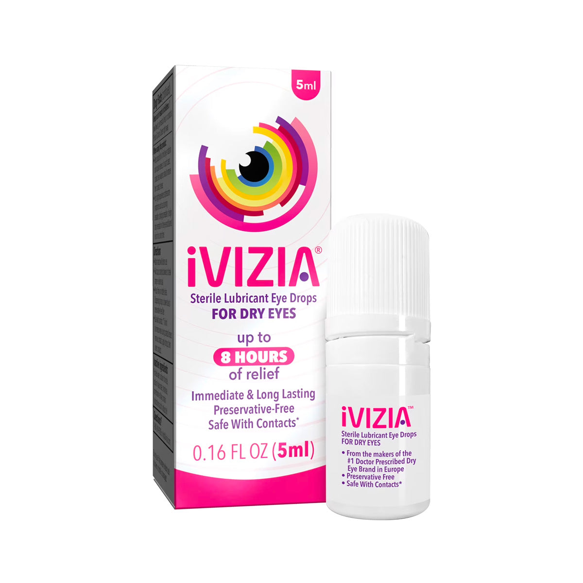 iVIZIA Sterile Lubricant Eye Drops, Preservative-Free, Contact Lens Friendly, 0.17 fl oz (5ml bottle)