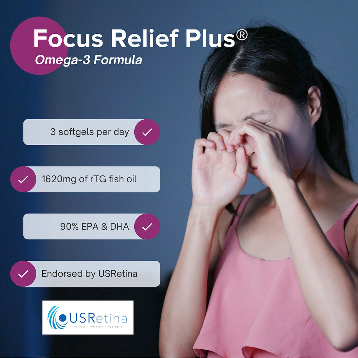 Focus Vitamins Focus Relief Plus Omega-3 Softgels (90 ct. 30 Day Supply)