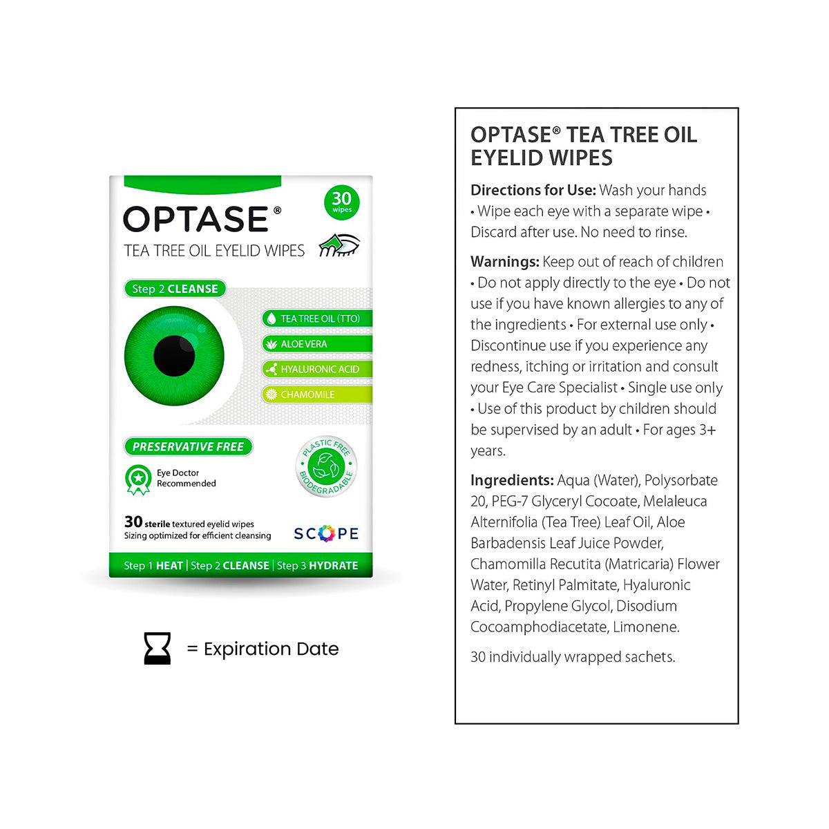 Optase Tea Tree Oil Eyelid Wipes - Preservative Free Wipes