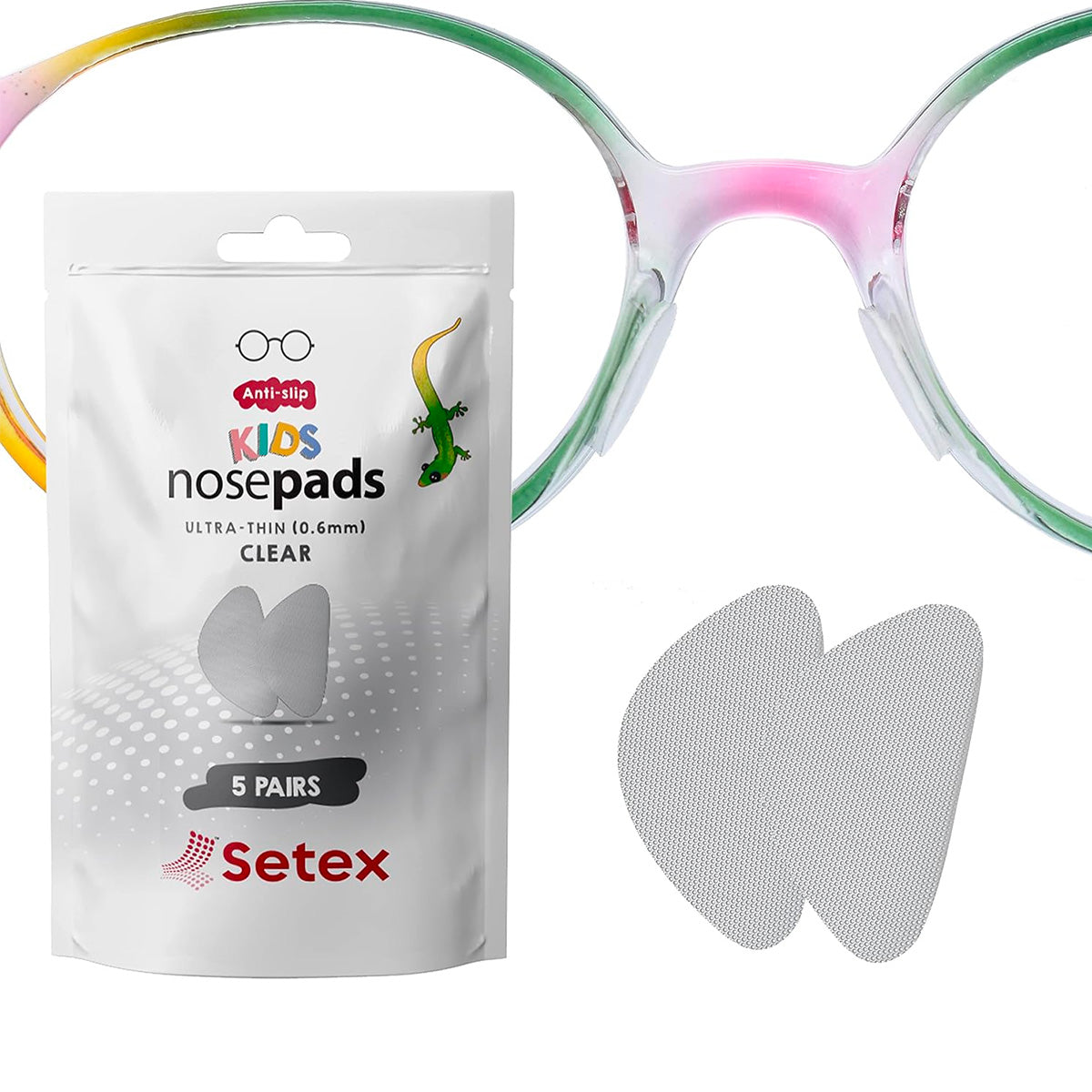 Setex Anti-Slip Kids Nosepads Ultra-Thin (0.6mm) Clear, 5 pairs