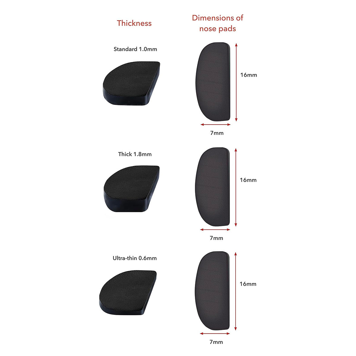 Setex Anti-Slip Nosepads Ultra-Thin (0.6mm) Black, 5 pairs