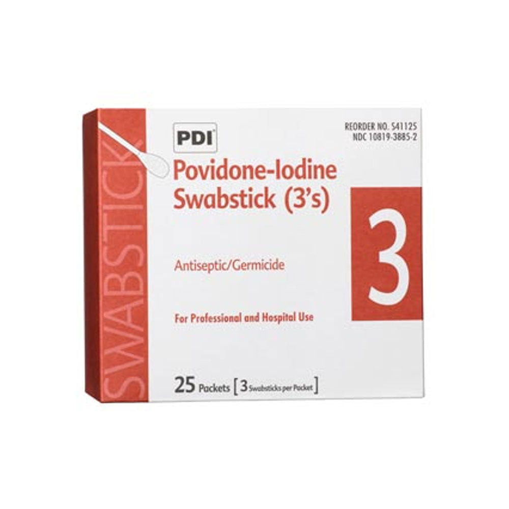 PVP Solution Swabsticks 3/Pack 25 Packs/Box