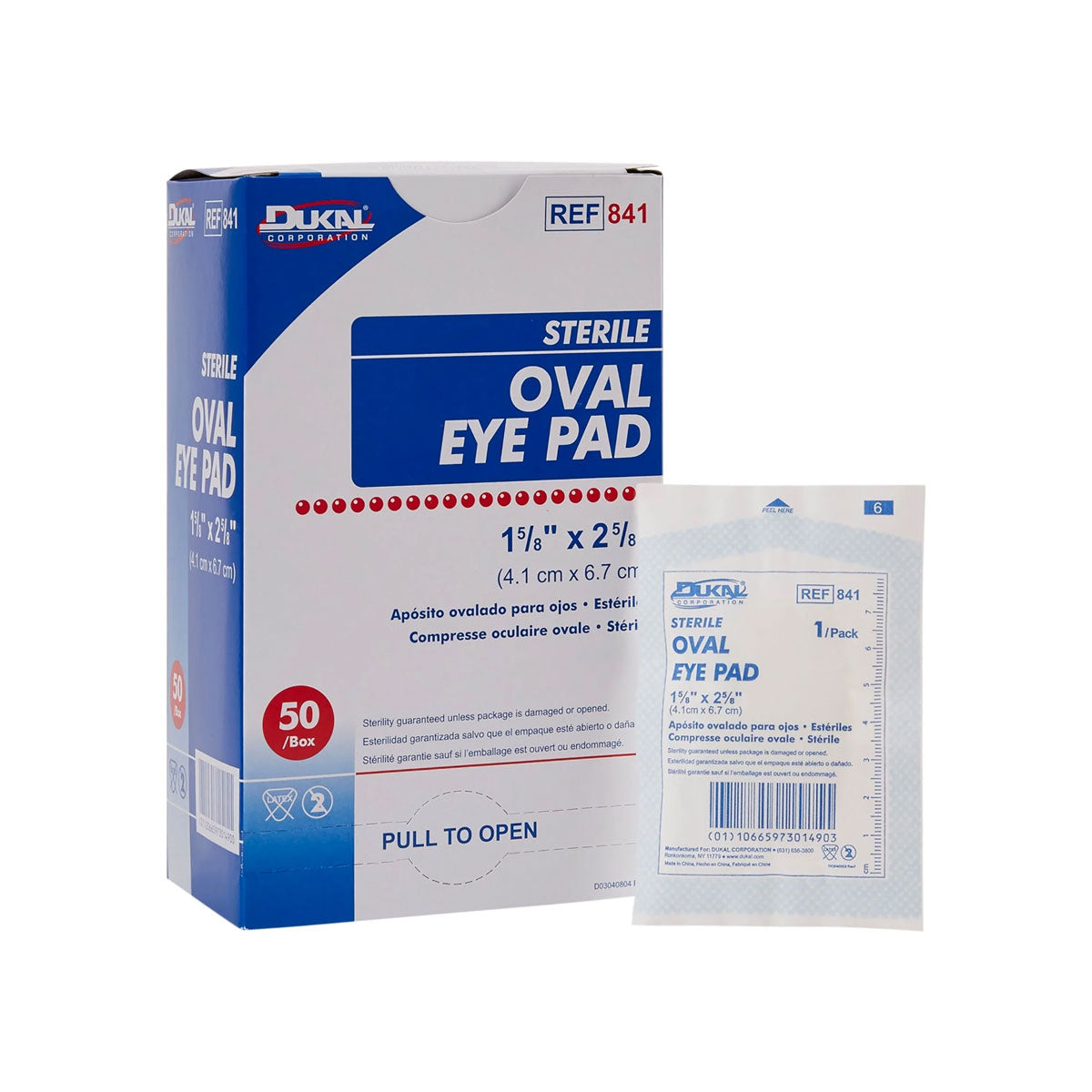 Sml Oval Eye Pads, Sterile, 1-5/8"x2-5/8" 50/Box, Dynarex