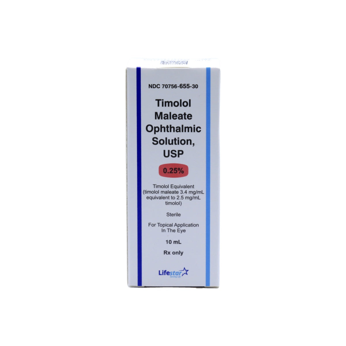Timolol 0.25% Ophthalmic Solution 10mL