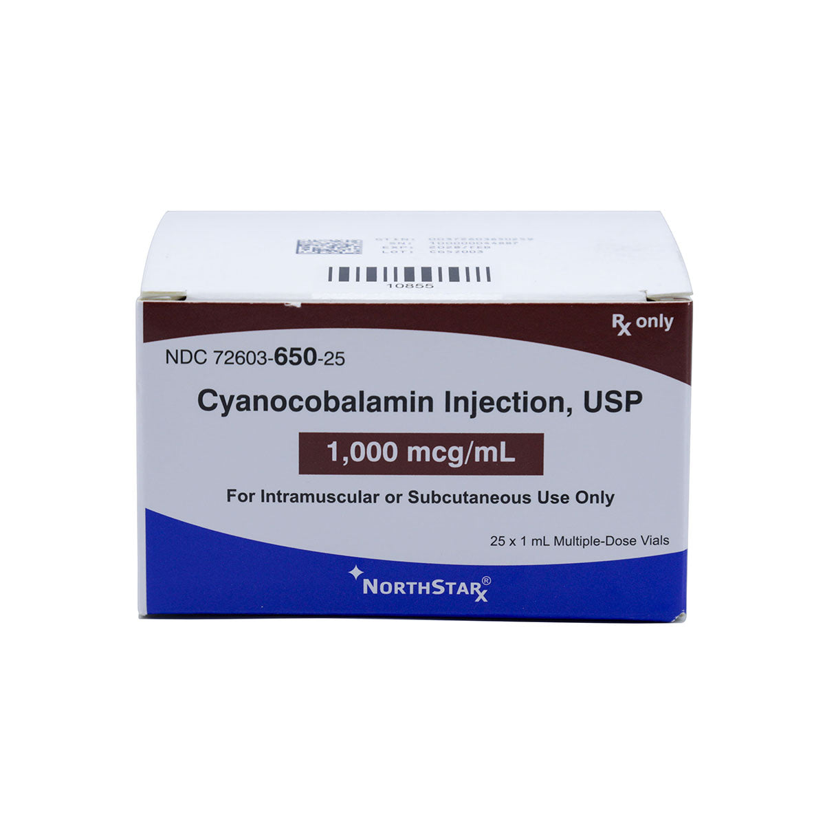 B-12 Vitamin Injection Cyanocobalamin 1000MCG MDV/ml 25/Pack