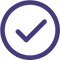A purple checkmark inside a circle on a white background.