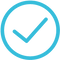 A blue circle with a check mark inside it, symbolizing approval or completion, on a white background.
