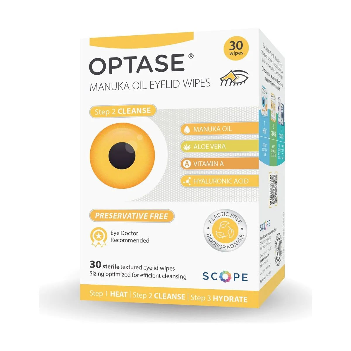 Optase Manuka Oil Eyelid Wipes, Preservative Free, Box of 30