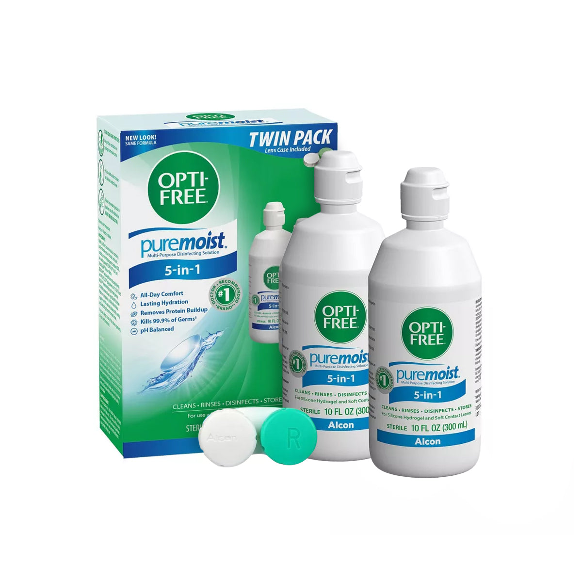 Opti-Free Puremoist Multi-Purpose Disinfecting Solution with Lens Case, 20 Fl Oz (pack of 2)