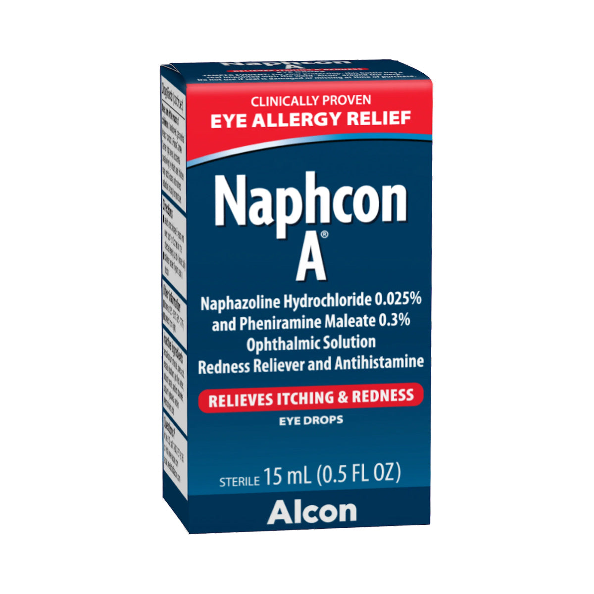 The Naphcon A Redness Reliever Eye Drops by Alcon combine 0.025% Naphazoline Hydrochloride with 0.3% Pheniramine Maleate for dry eye relief and allergy mitigation in a 15mL package, now available with a $3 coupon.