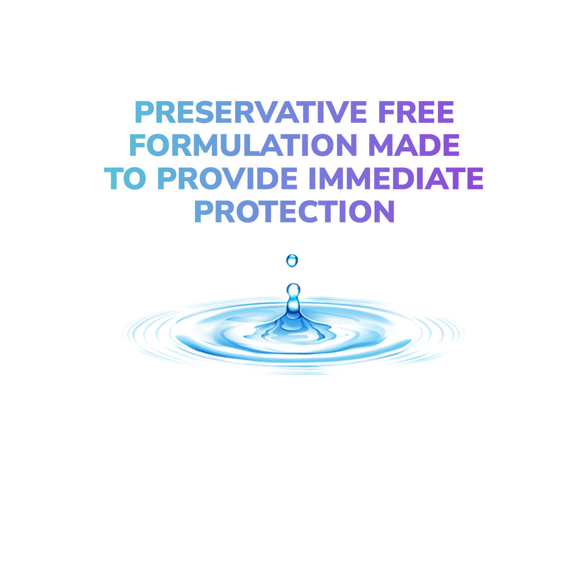 A depiction of a water droplet causing ripples sits beneath bold text stating, Optase Intense Preservative-Free Eye Drops, in a purple and blue gradient font on white, highlighting immediate relief for dry eyes.