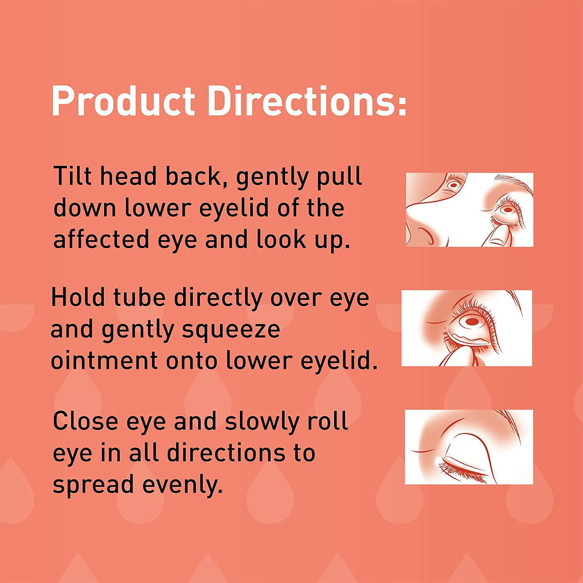 The Ocusoft Retaine PM Nighttime Ointment by OCuSOFT provides step-by-step application instructions: Tilt your head and lower eyelid, apply preservative-free ointment to the eyelid, then close your eye and roll it for optimal relief.