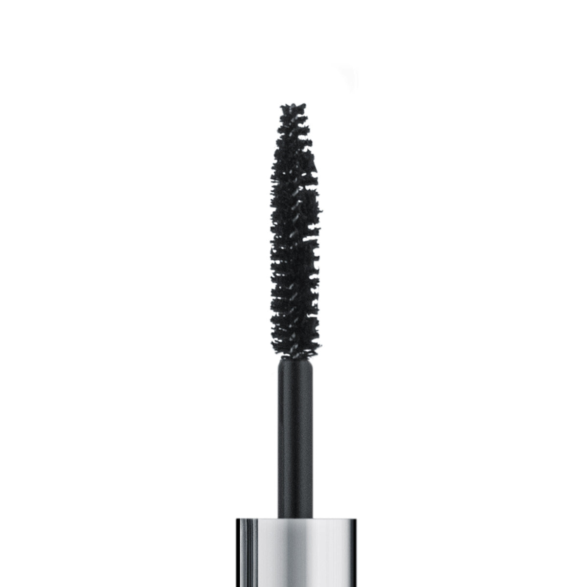 The Eyes are the Story Eye Proof Mascara Trio Set includes a shiny metallic tube with a black wand and densely packed bristles, all coated with non-flaking mascara, set against a plain white background.