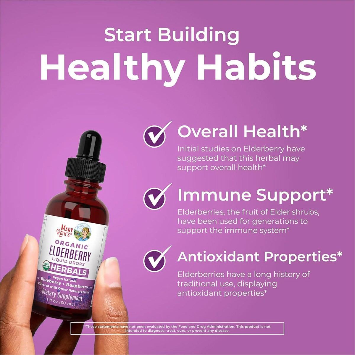 Mary Ruth's Organic Elderberry Liquid Drops Oral (1 oz) 30 Servings