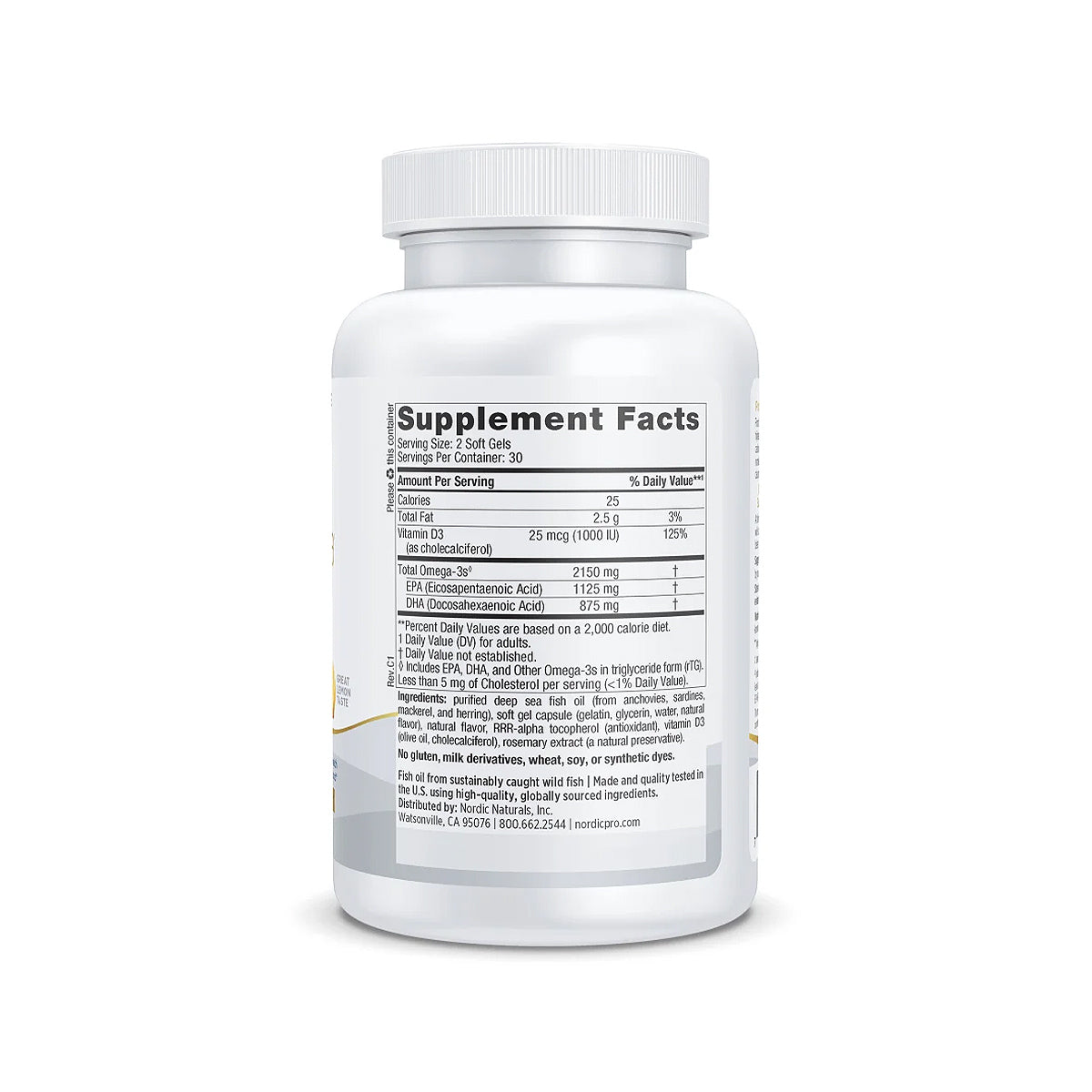 Nordic Naturals ProOmega® 2000-D – High-Potency Omega-3 with Vitamin D3 for Eye & Vision Health (60ct)