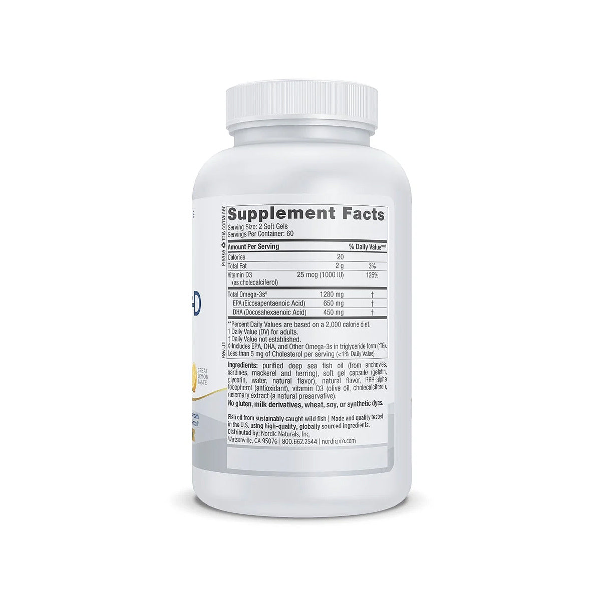 Nordic Naturals ProOmega-D Lemon Flavor (120ct)