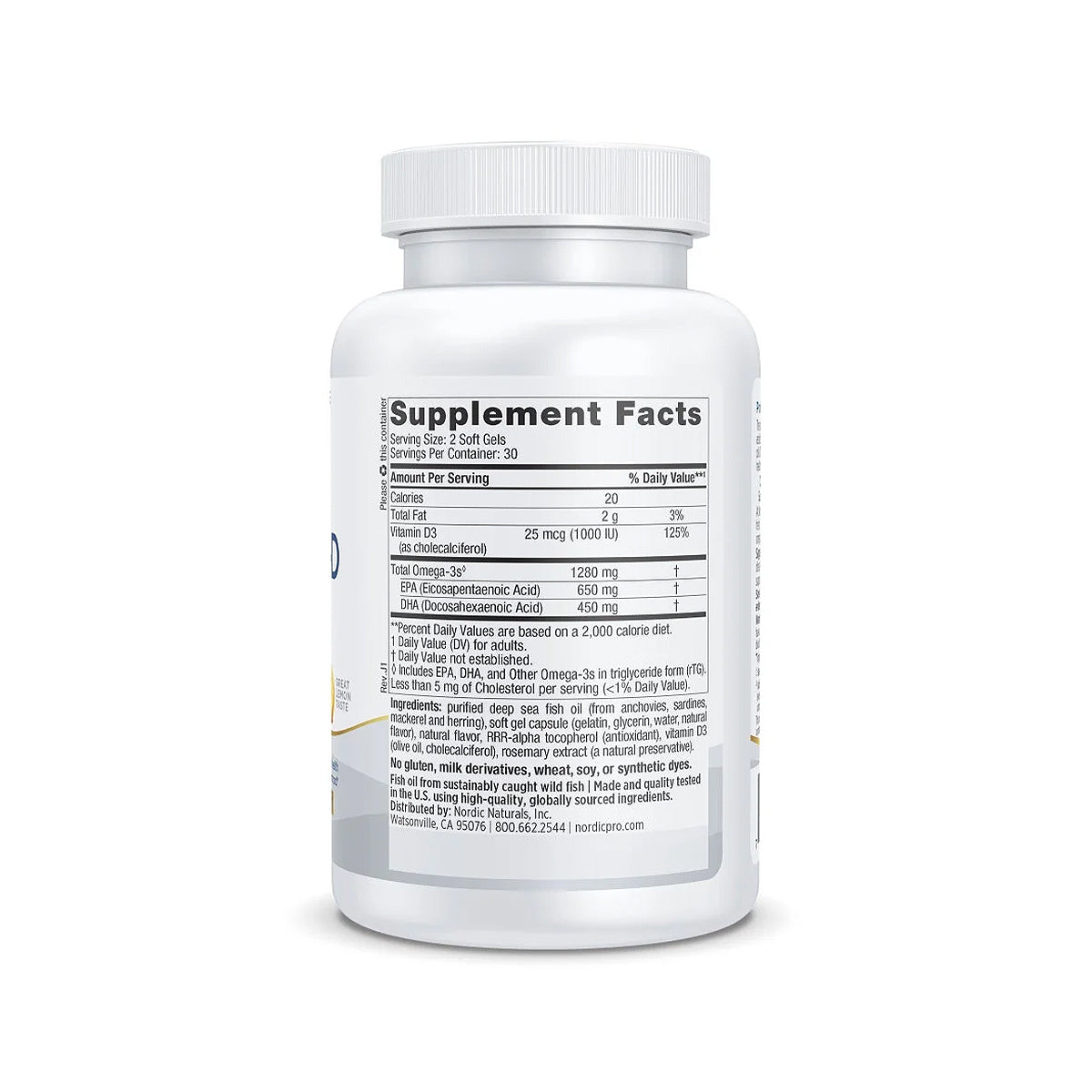 Nordic Naturals ProOmega-D Lemon Flavor (60ct)