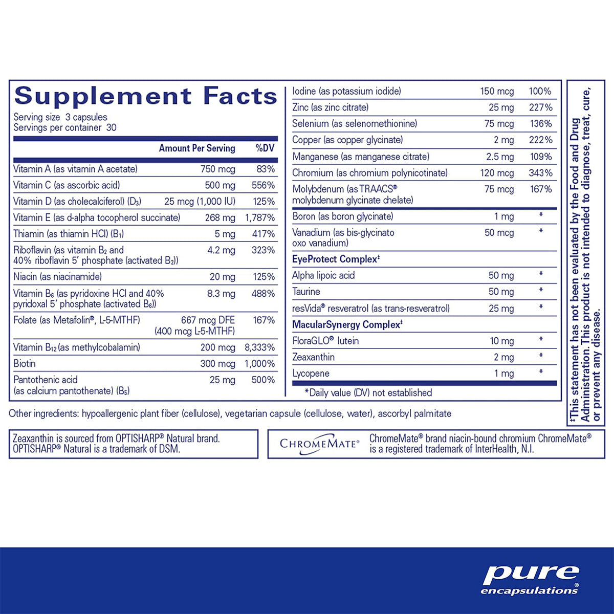 Pure Encapsulations VisionPro Nutrients, Multivitamin for Maintaining Healthy Vision (90 ct.)