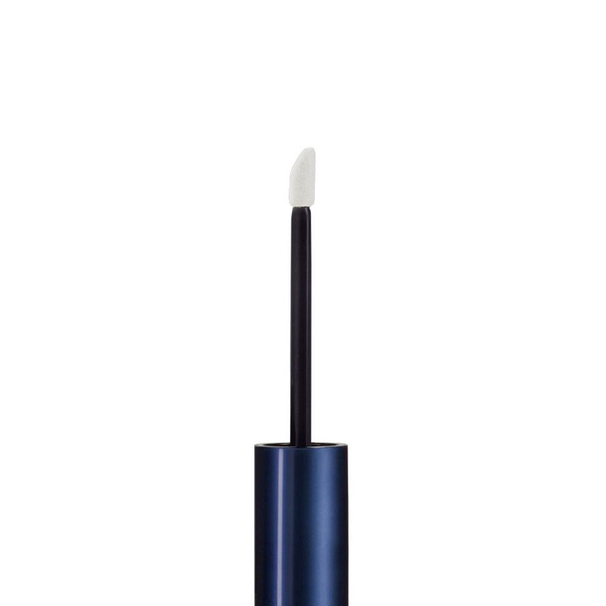 A close-up of a blue RevitaLash RevitaBrow Advanced Eyebrow Conditioner, featuring a black wand with a white foam tip applicator, set against a white backdrop. Enriched with BioPeptin Complex, the design and vibrant container hue are strikingly highlighted.