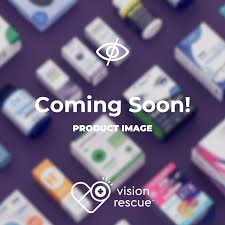 On a purple background, blurred images of healthcare packaging appear with Coming Soon! Product Image in white text. Above the logo and vision rescue tagline, pediatric care, such as MedPharma USAs Paper Arm Pediatric Color Temples (100/Box), hints at something special for children.