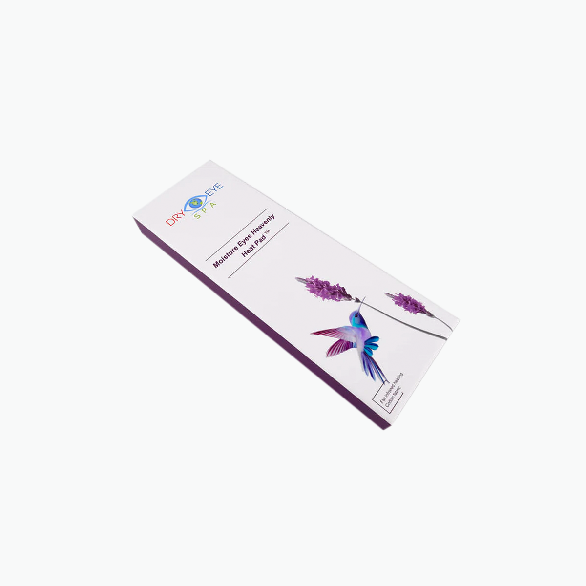 A purple and white box of mosquito repellent incense sticks, branded Dry Eye Guys, incorporates microwave clay beads. The packaging shows a purple hummingbird near lavender flowers, adding elegance and innovation to your pest control solution.