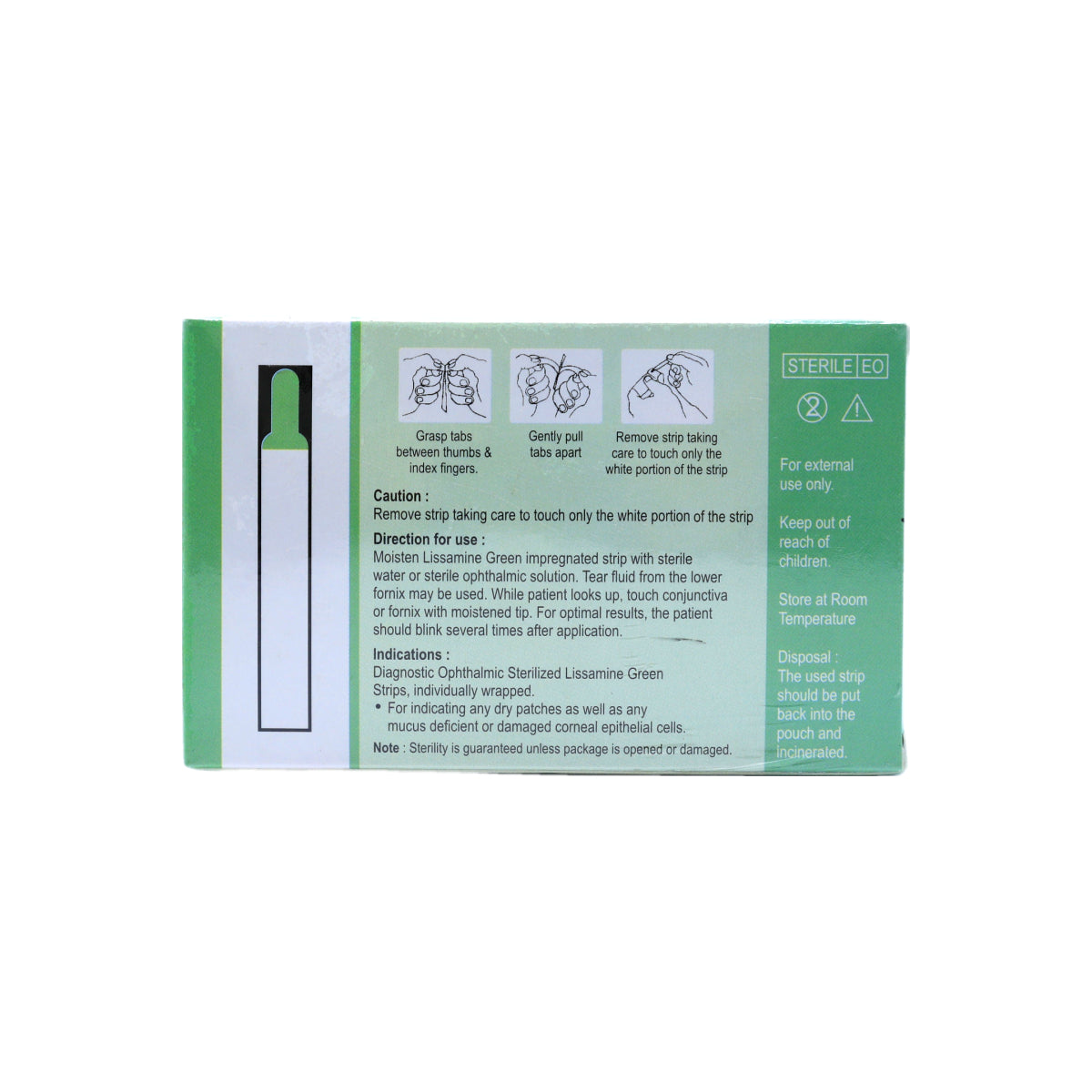 Lissamine Green Ophthalmic Strips, 100/Box