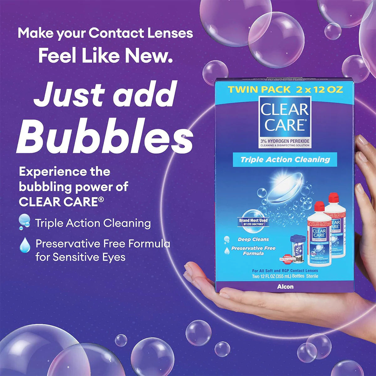 Clear Care Plus Cleaning Solution with Hydraglyde, Twin Pack, Multi, 12 Oz, Pack of 2