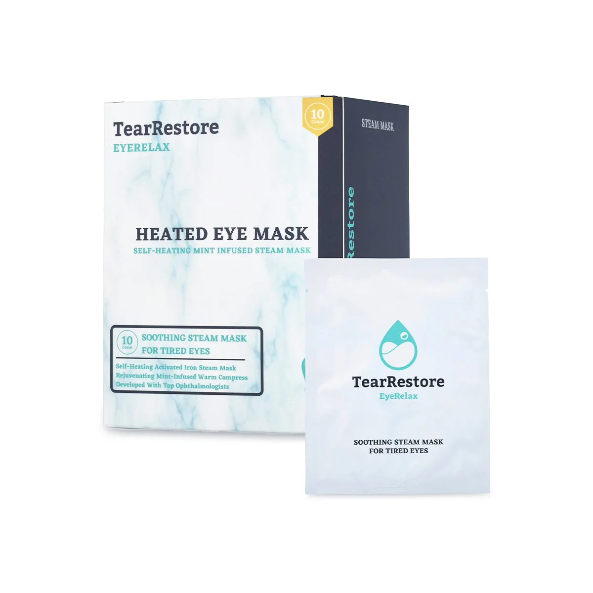 TearRestore EyeRelax Steam Mask, Self Heating Single Use Mint Infused (10 Pack)