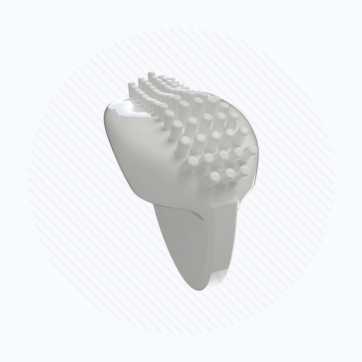 A MyboClean Daily Eyelid Cleaning Brush, part of a four-pack, features a sleek white design with wavy bristles for ergonomic use against a light grey backdrop. Its ideal for eyelid cleansing and offers a modern aesthetic.