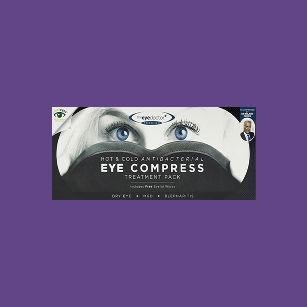 The Eye Doctor Featuring Sterileyes - Antibacterial Hot Eye Compress for Dry Eye, Blepharitis and MGD with a Removable Cover