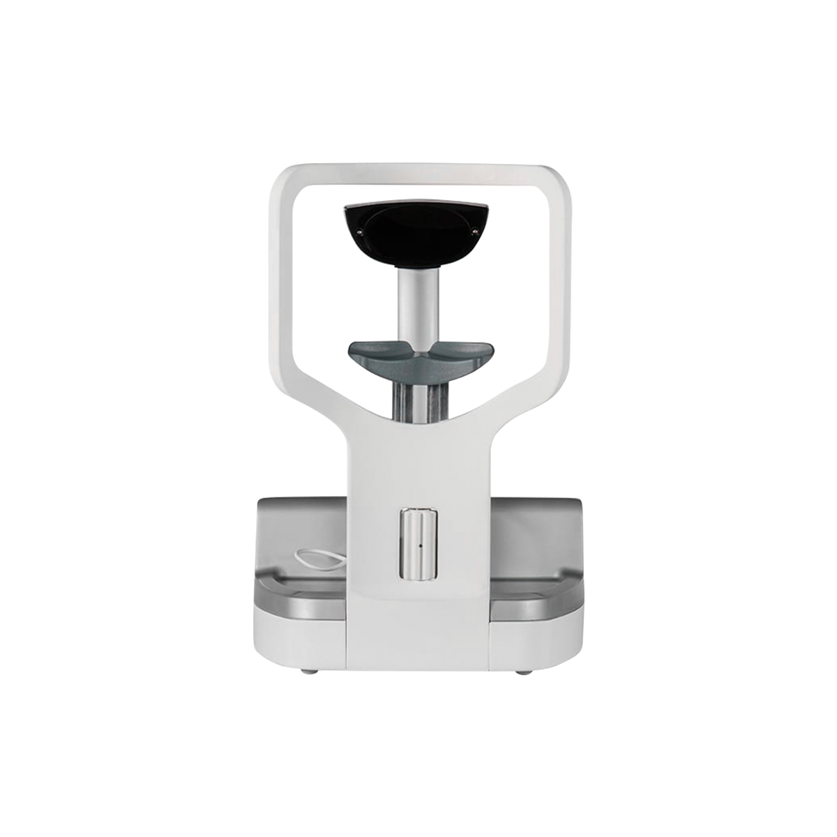 The Johnson and Johnson LipiScan® Dynamic Meibomian Imager features a modern, minimalist design with cushioned seating and backrest, sleek curves in white and gray tones, offering ergonomic comfort akin to high-definition meibography.