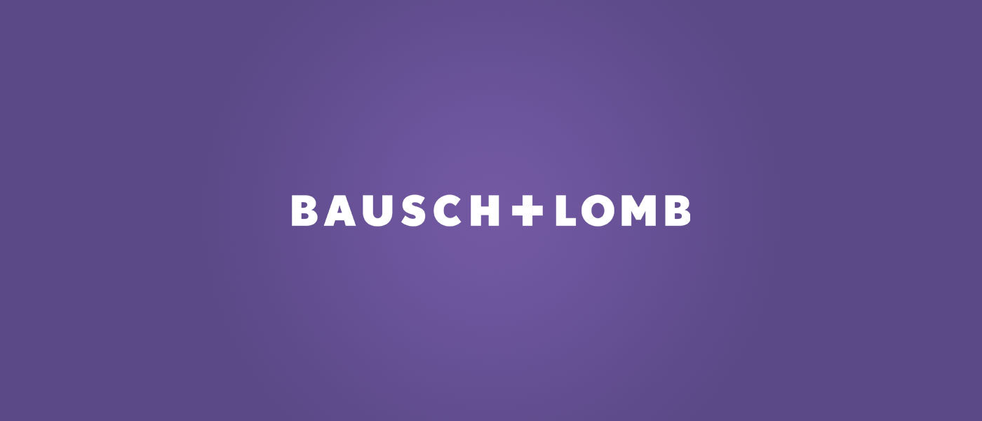 Text reading BAUSCH + LOMB in white, centered on a solid purple background.