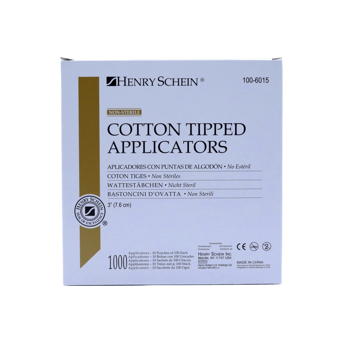 Cotton Tip Applicators, 3in, Wood, Non-Sterile, 1000/Box