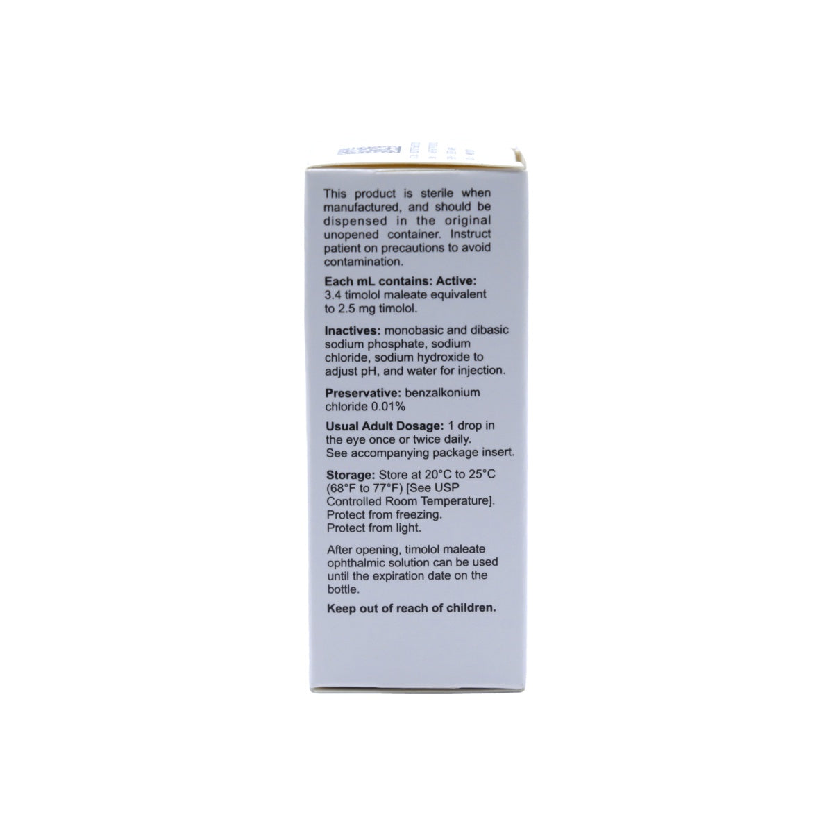 Timolol 0.25% Ophthalmic Solution 10mL