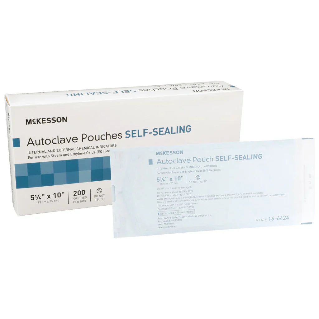 Sterilization Pouches, Ethylene Oxide (EO) | 5-1/4"x10" | McKesson