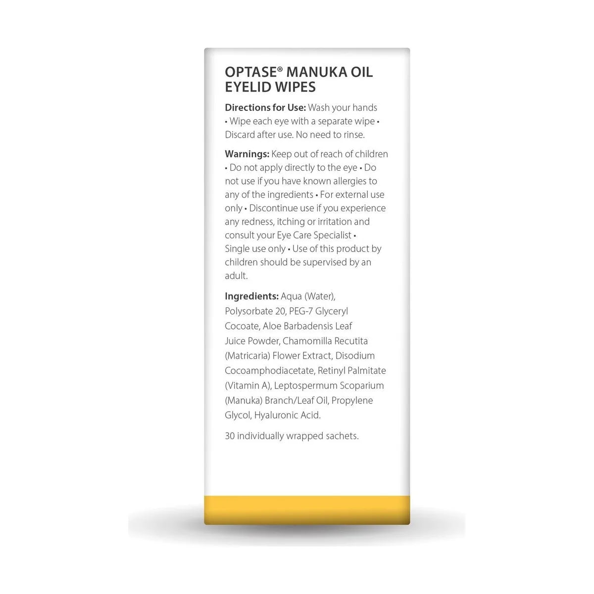 Optase Manuka Oil Eyelid Wipes, Preservative Free, Box of 30
