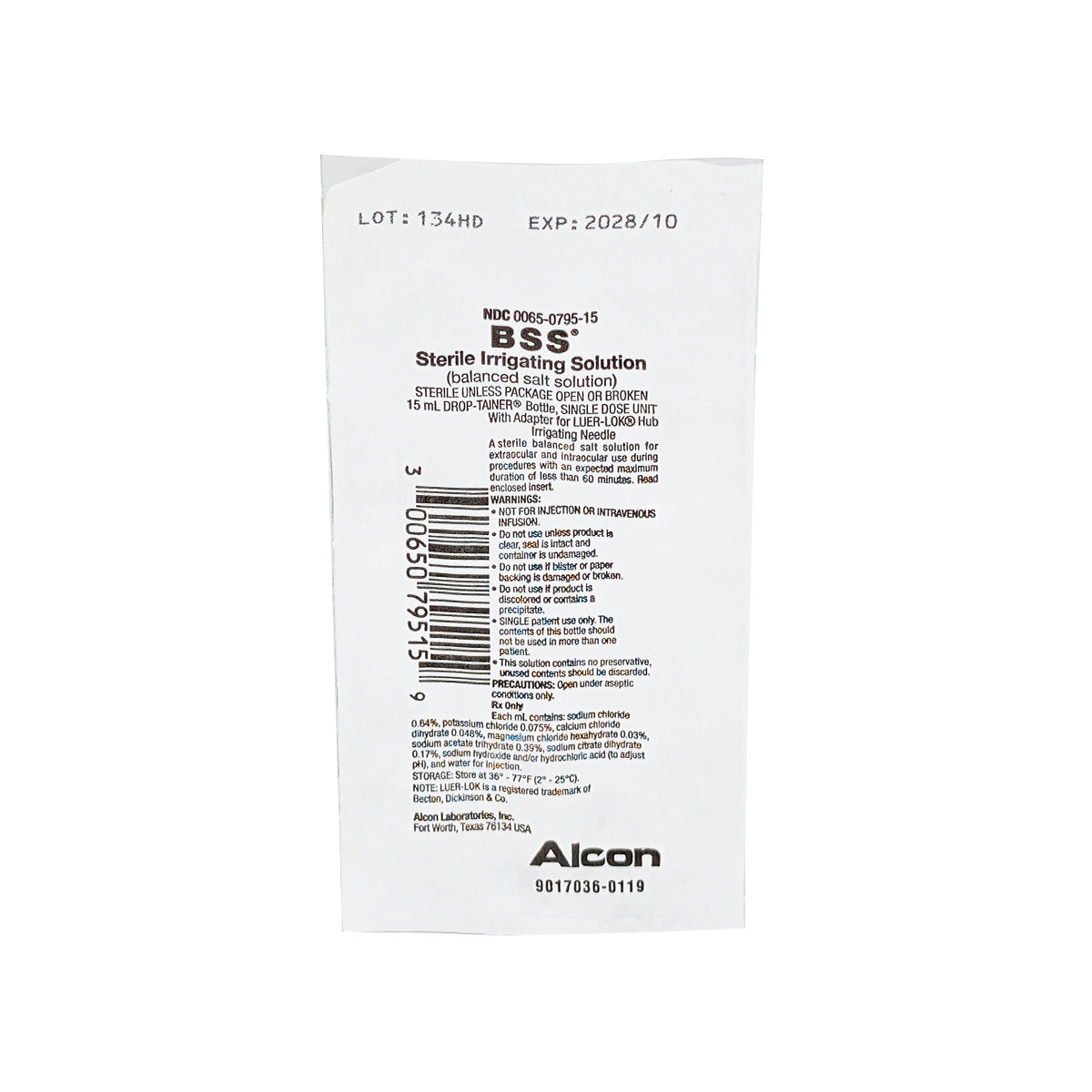 BSS - Balanced Salt Solution (BSS) - 15mL/Bottle - Alcon