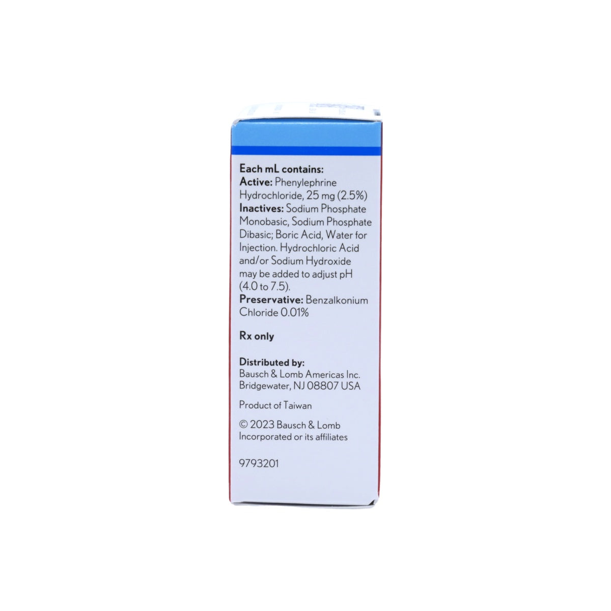 Phenylephrine HCl 2.5% Ophthalmic Solution, 10 mL — Bausch & Lomb