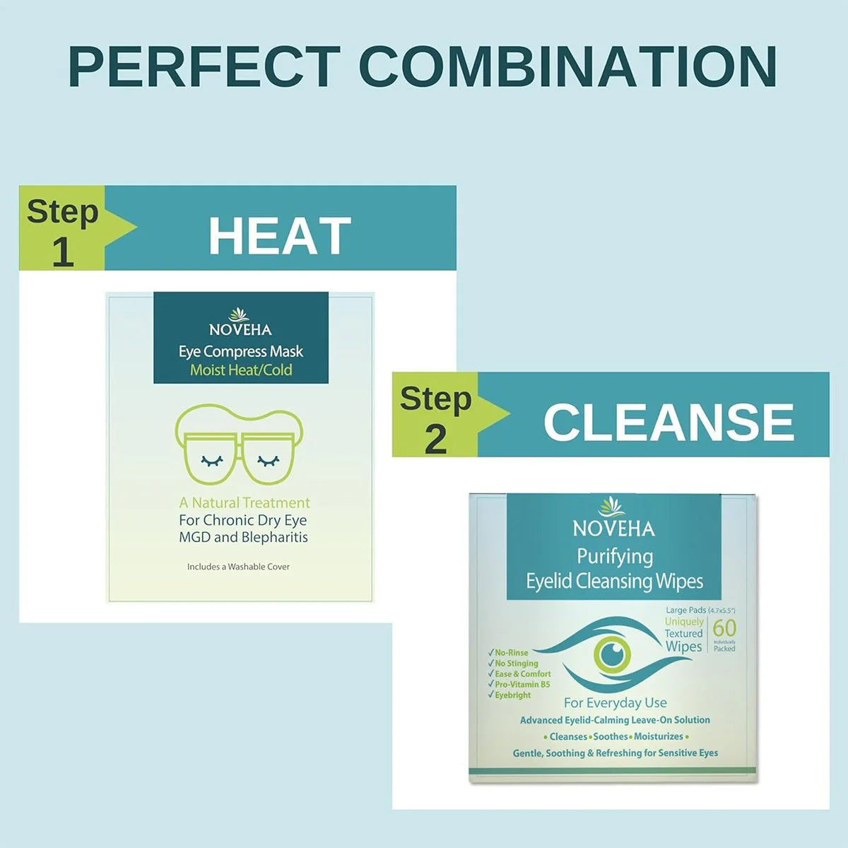 Noveha Purifying Eyelid Wipes for Daily Eye Hygiene - 60 wipes