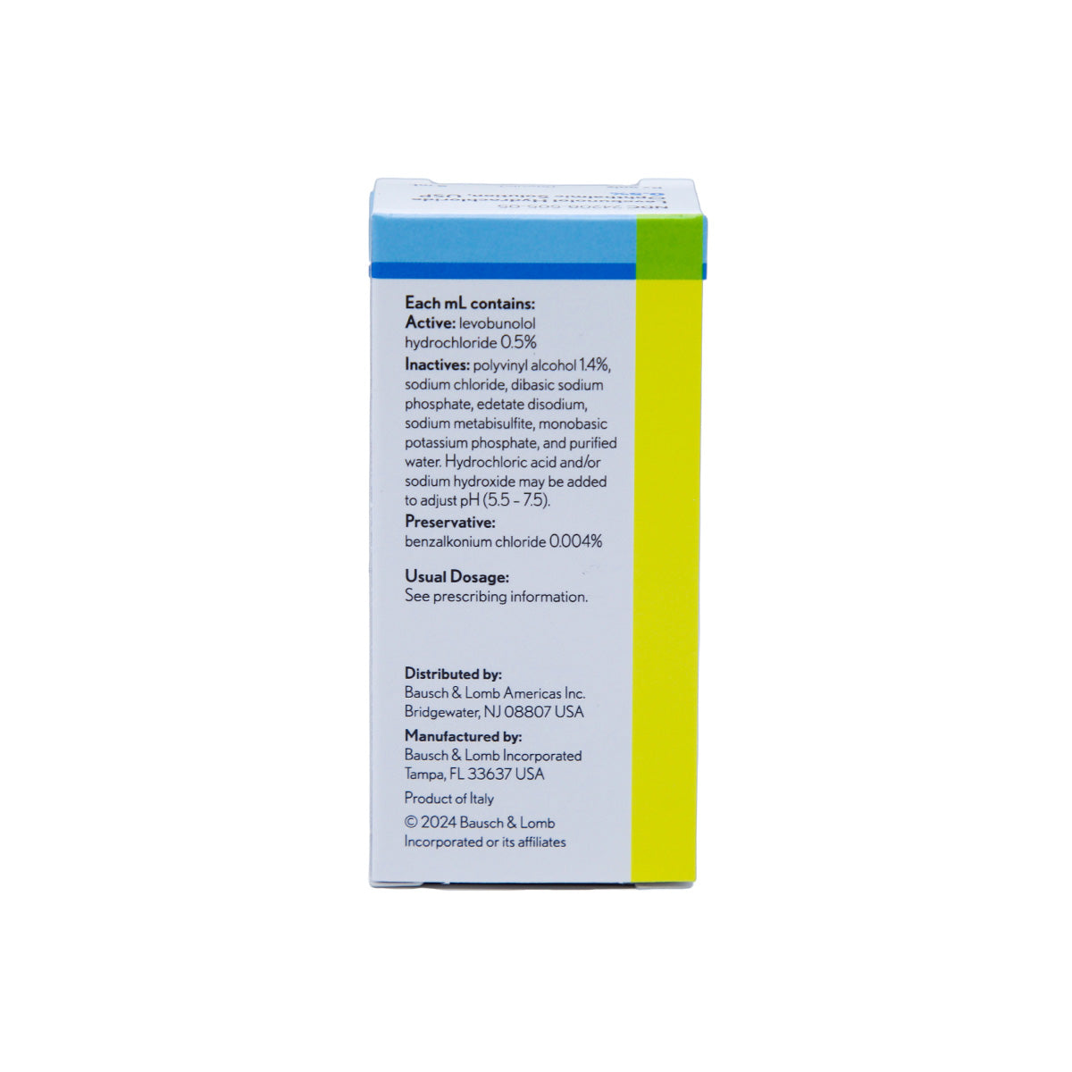 Levobunolol Hydrochloride Ophthalmic Solution USP, 0.5%, 5mL