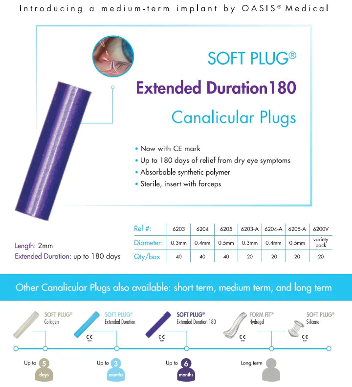 Oasis SOFT PLUG Extended Duration 180 Day Canalicular Plugs