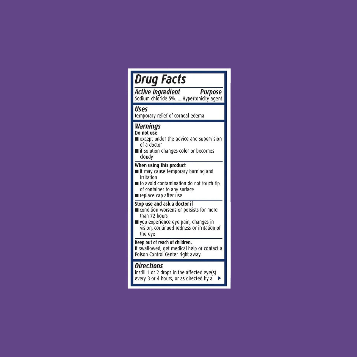 Muro 128 Sodium Chloride Hypertonicity Eye Drops 5%, Ophthalmic Solution, 0.5 fl oz (15 mL)
